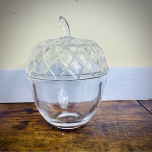 Glass Acorn-Shaped Candy Dish